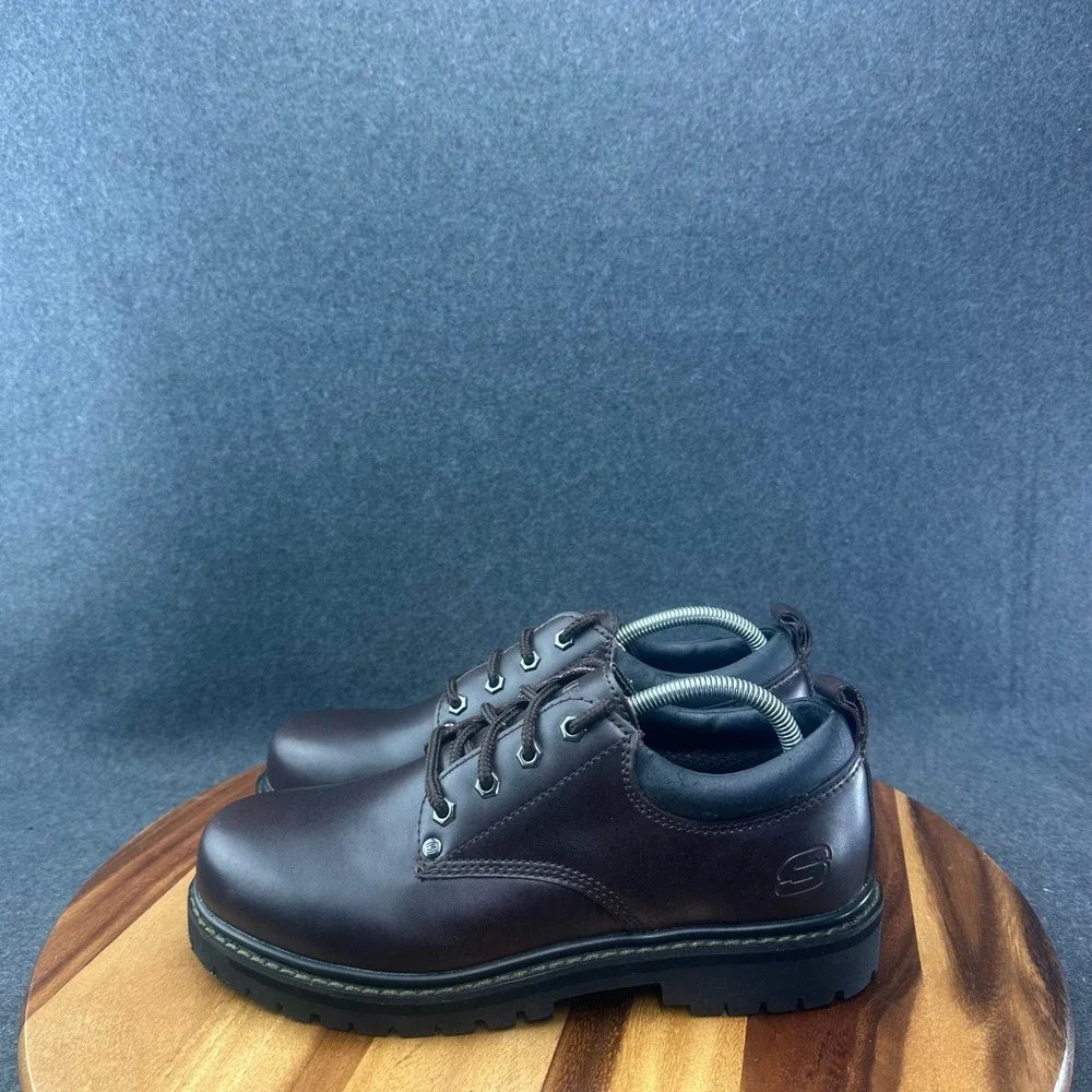Skechers Men's Alley Cats Oxford Lace Up Work Shoes Brown Leather 7111 Sz 9 Y2K